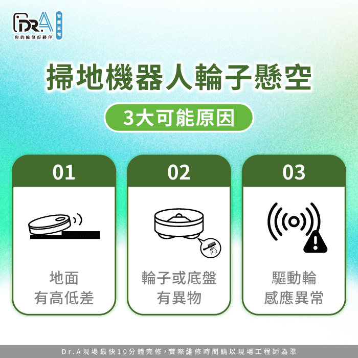 掃地機輪子懸空的3個可能原因分析-掃地機器人 輪子懸空