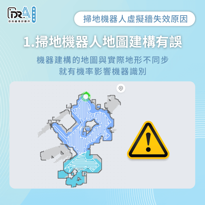 地圖建構與實際空間不同步-掃地機器人 虛擬牆失效