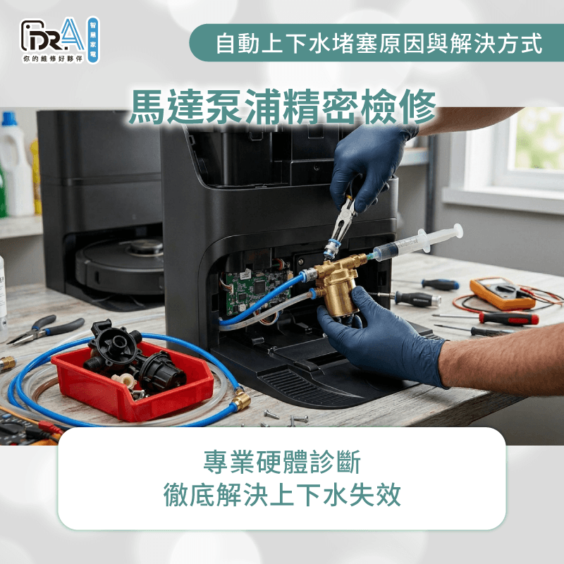 供水泵浦馬達故障檢測-掃地機器人自動上下水堵塞