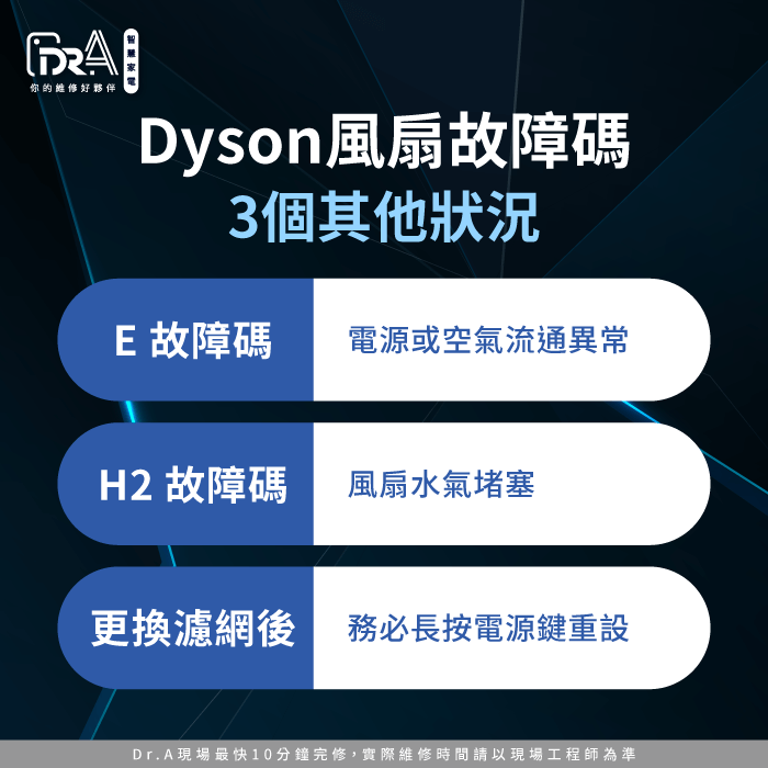 Dyson風扇故障碼的3個其他狀況-Dyson風扇故障碼