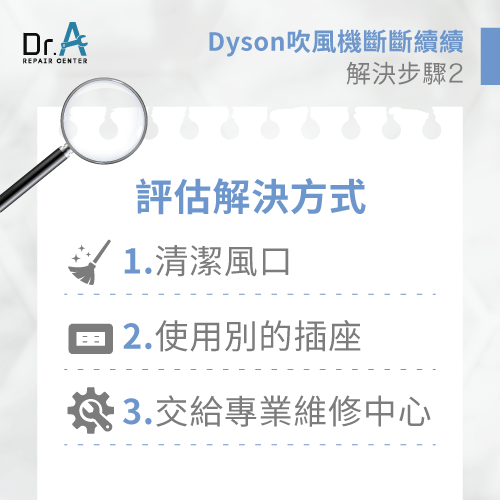 評估解決方式-Dyson吹風機斷電原因